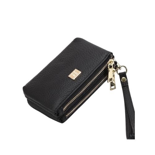 Double Zipper Leather Wallet