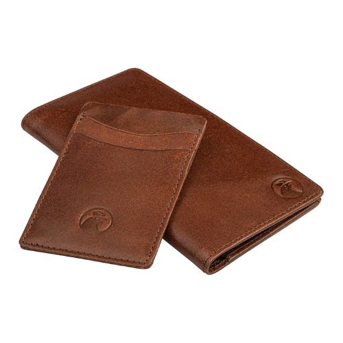 Pure Leather Brown Men Long Bi-Fold Wallet