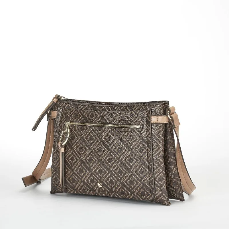 Classic Pattern Double Pocket Shoulder Bag