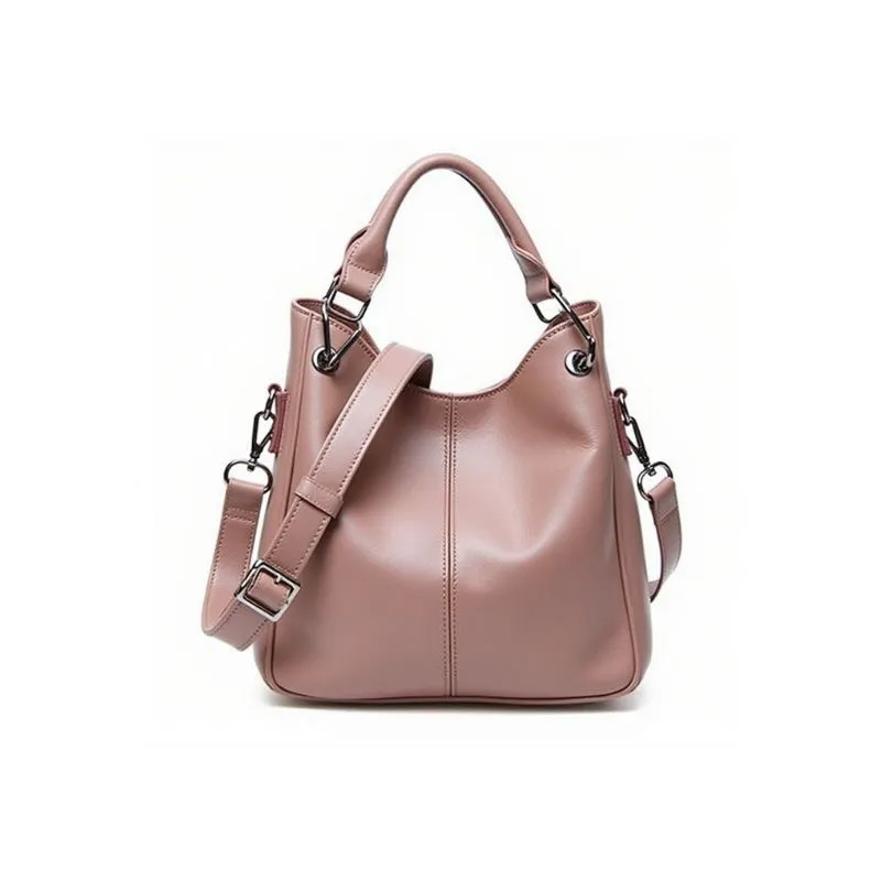 Elegant Pink Leather Shoulder Bag