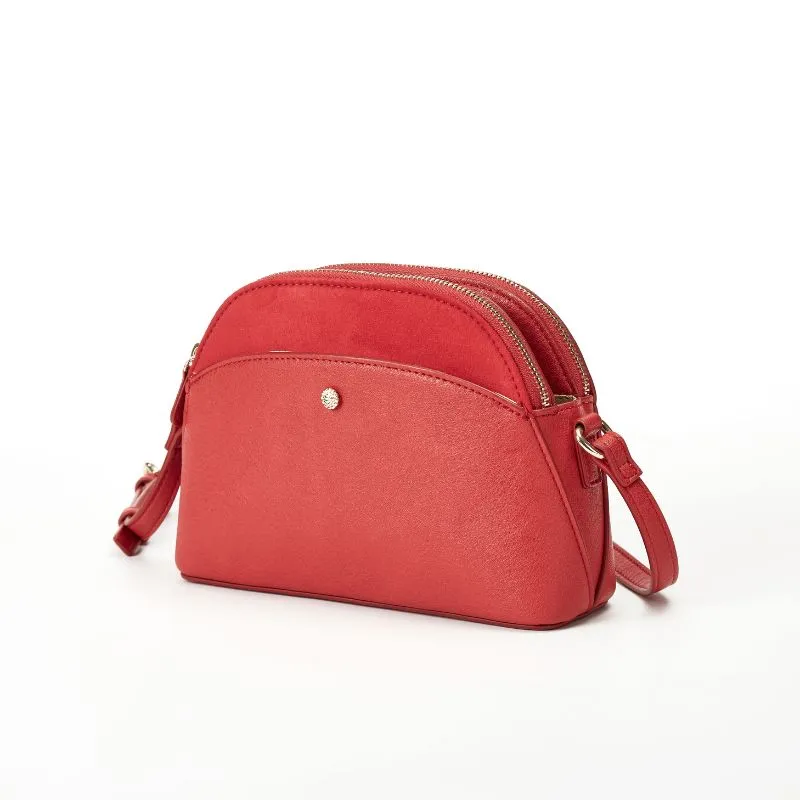 Minimalist Red Zipper Shoulder Bag