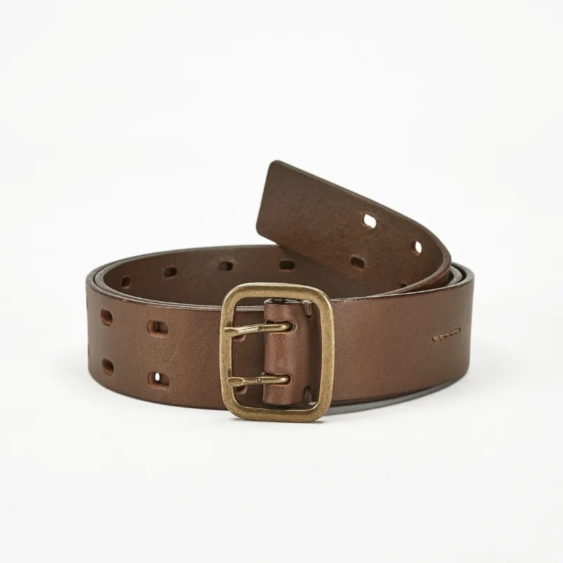 Rustic Genuine Leather Belt with Gold Buckle