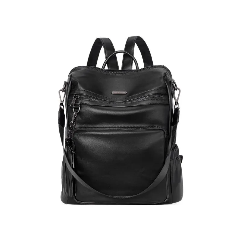 Sleek Black Leather Backpack with Minimalist Design