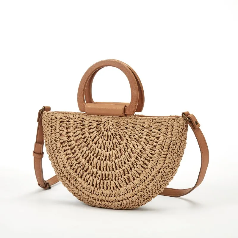 Vintage Straw Round Shoulder Bag