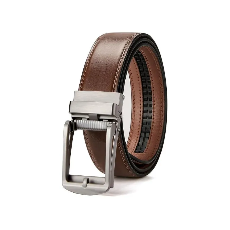 Adjustable Brown Leather Belt For Men’s Business Look