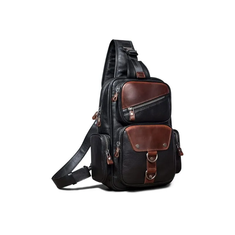 Black And Brown Leather Cosmetic Bag For Men