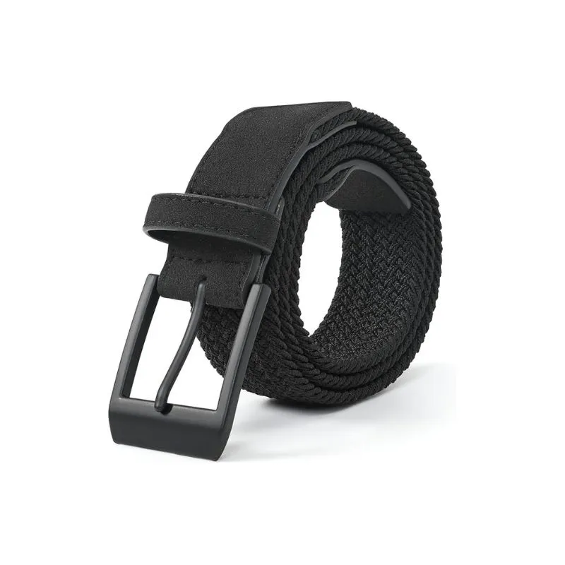 Black Braided Elastic Belt With Matte Finish