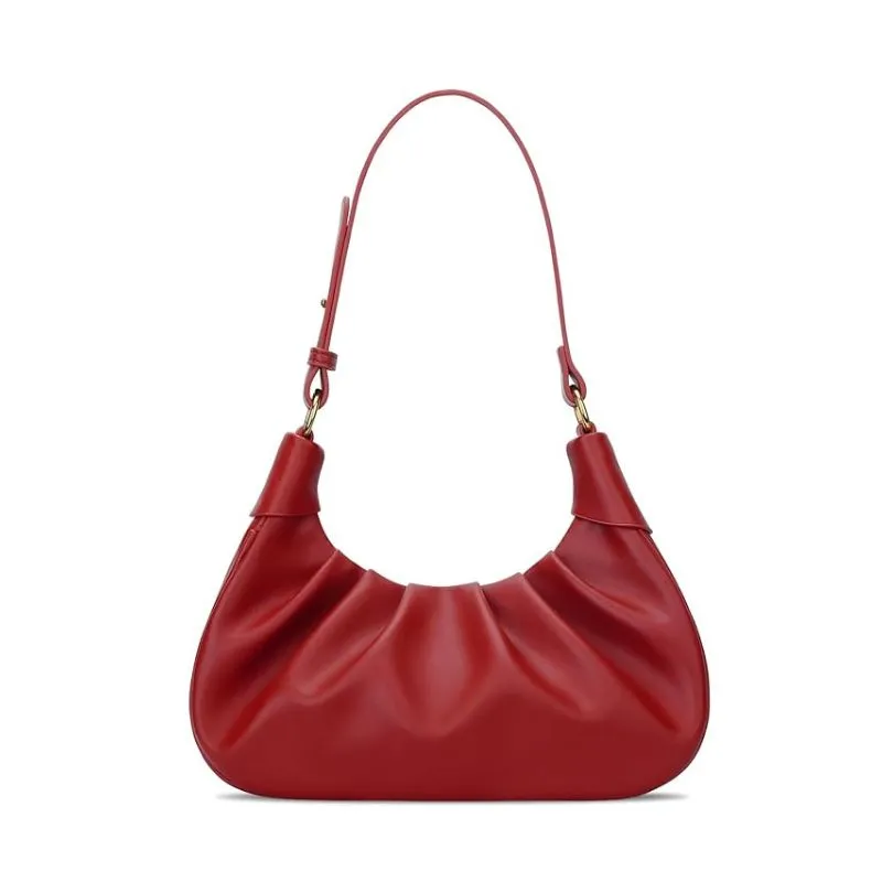 Bold Red Leather Hobo Bag For Chic Occasions