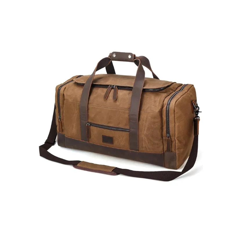 Brown Canvas Duffle Bag For Outdoor Adventures
