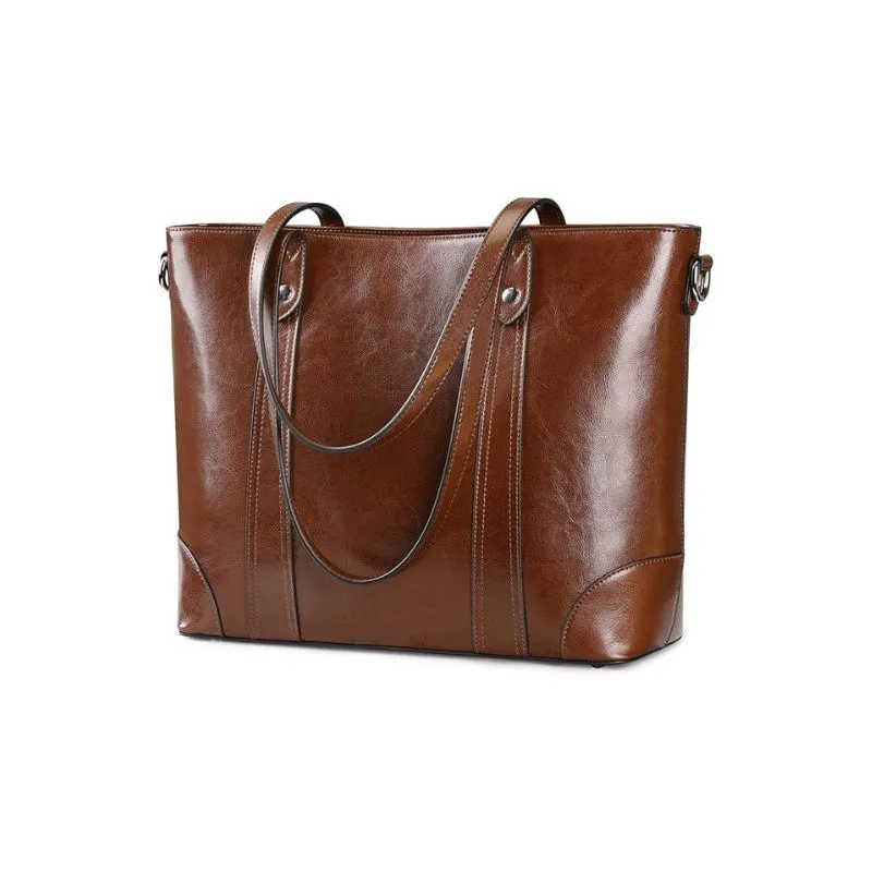 Brown Leather Tote Bag For Office Use