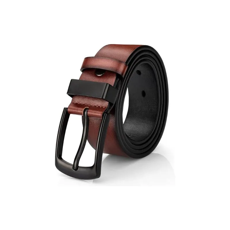 Brown PU Leather Belt With Black Buckle