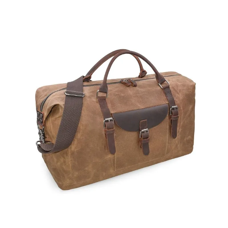 Canvas Duffle Bag With Leather Straps