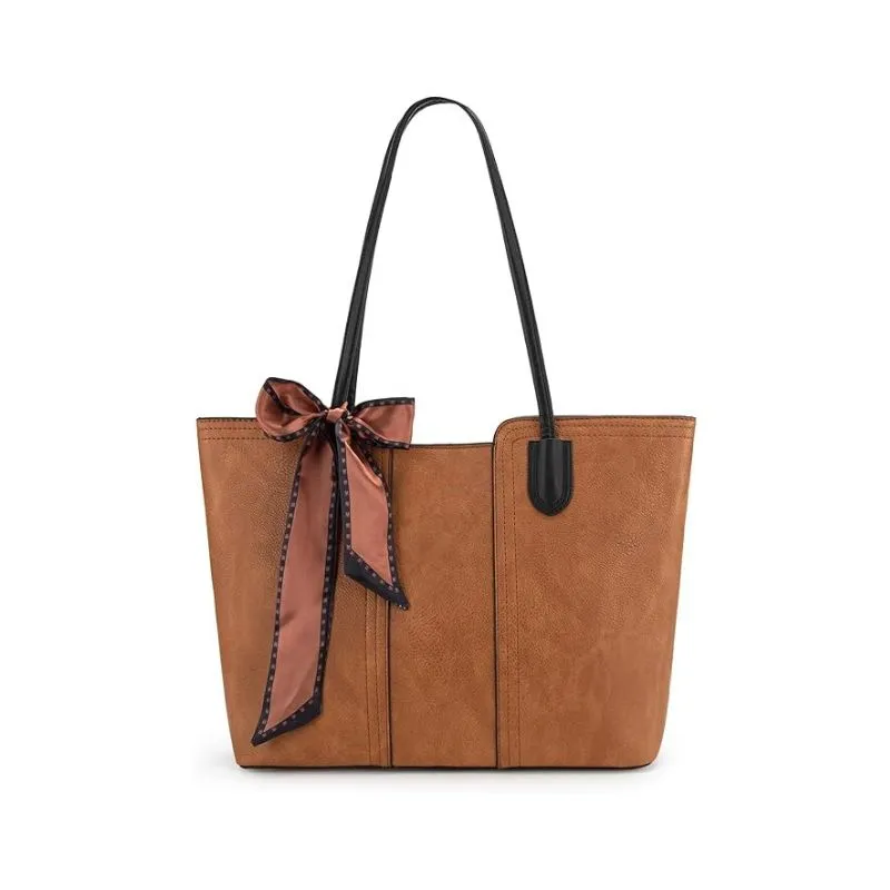 Chic Genuine Tote Bag With Decorative Bow Design
