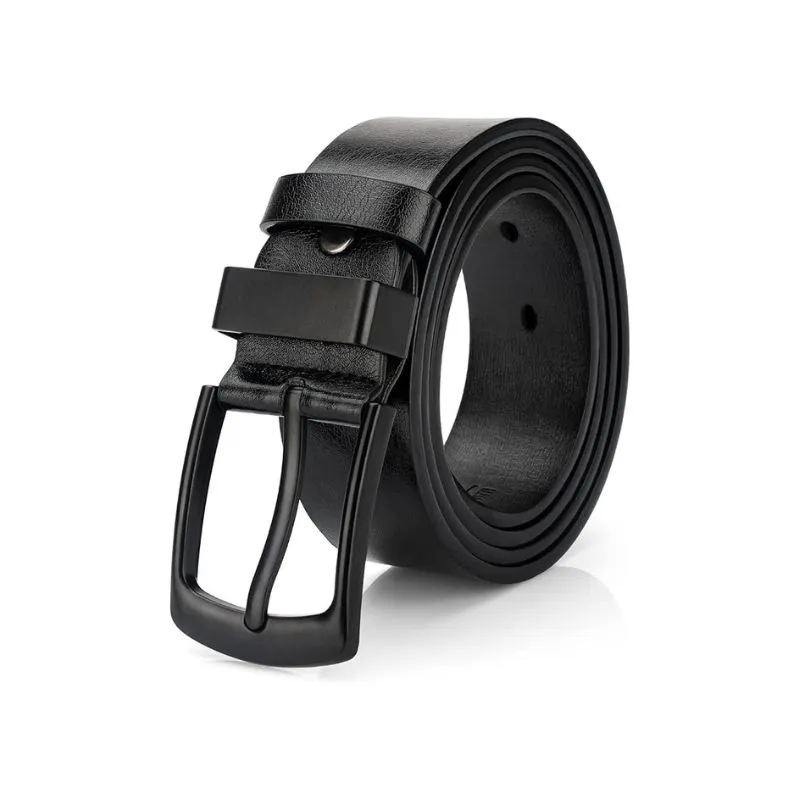 Classic Black PU Leather Belt With Matte Buckle