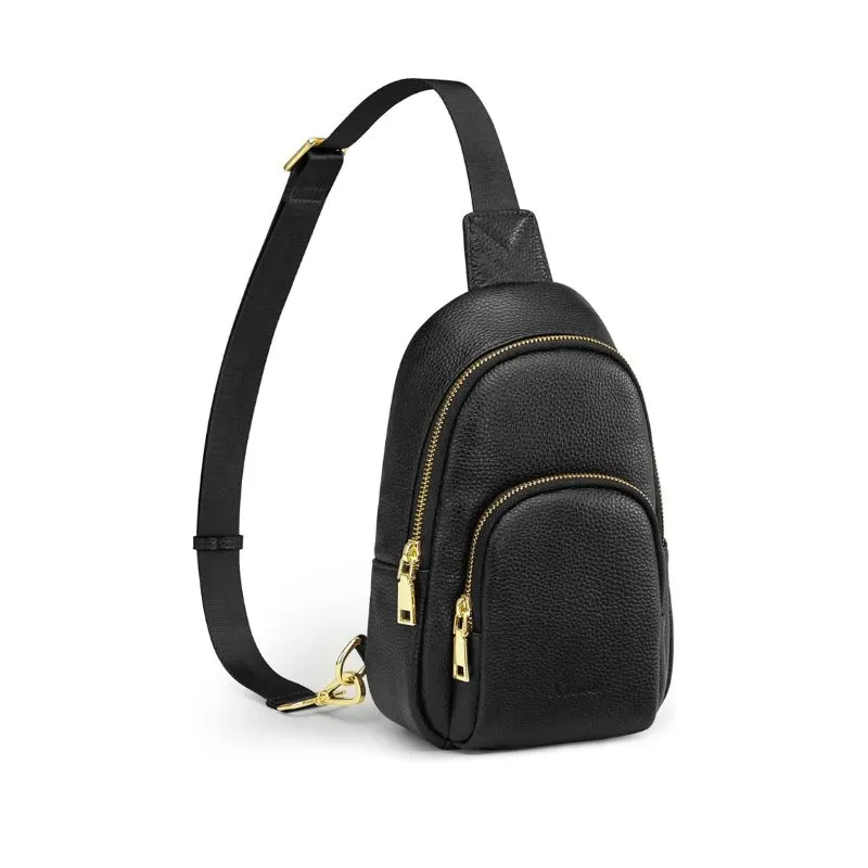 Classic Black Pebbled Leather Cosmetic Bag For Travel