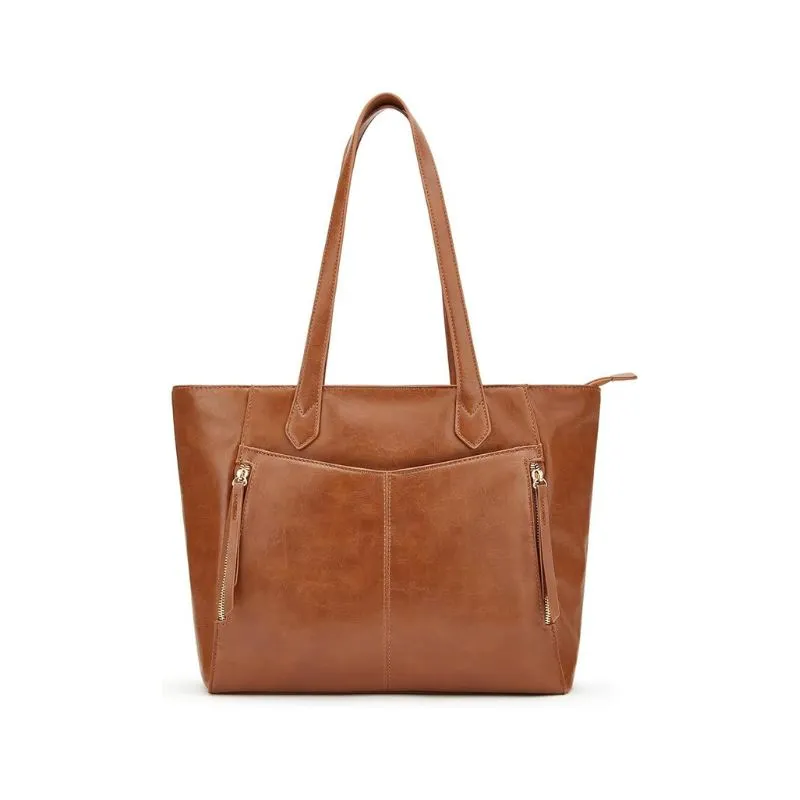 Classic Genuine Leather Tote Bag With Dual Straps