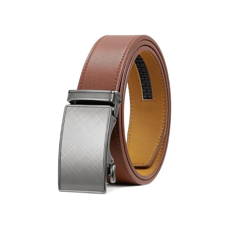 Elegant Ratchet Men’s Leather Belt In Light Brown