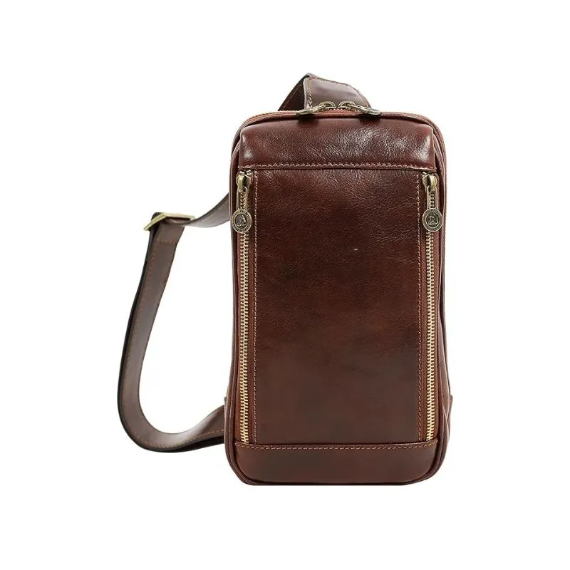 Full-Grain Leather Cosmetic Bag With Dual Zippers