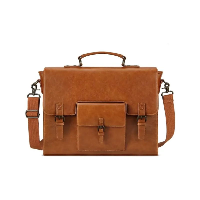 Genuine Leather Laptop Bag With Compact Front Pocket Design