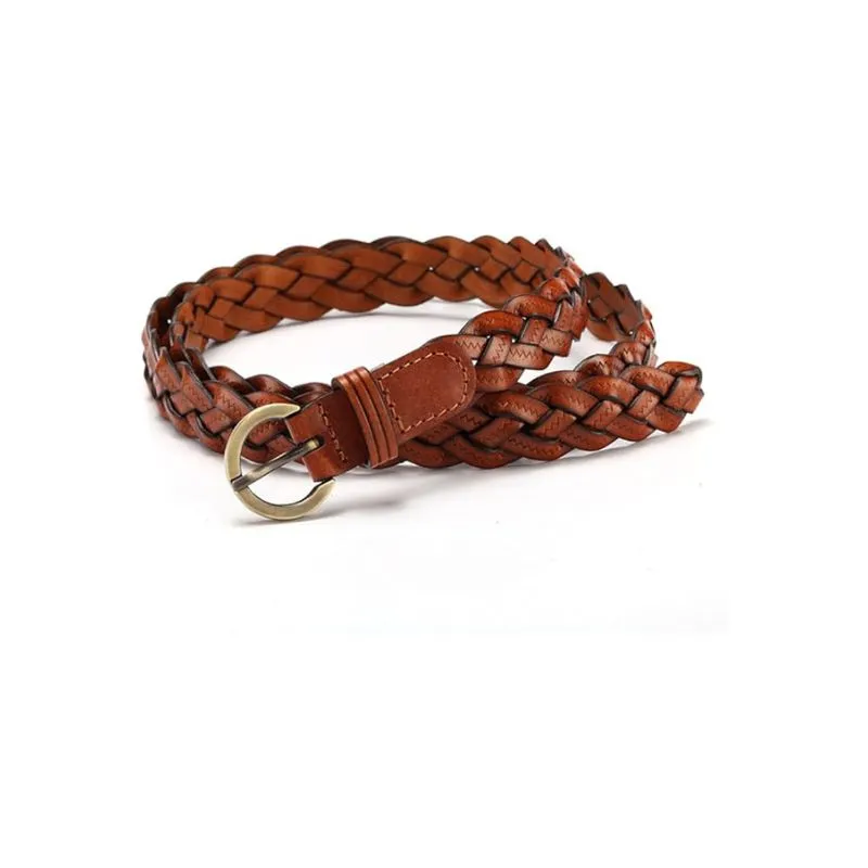 Handcrafted Braided Leather Belt With Round Buckle