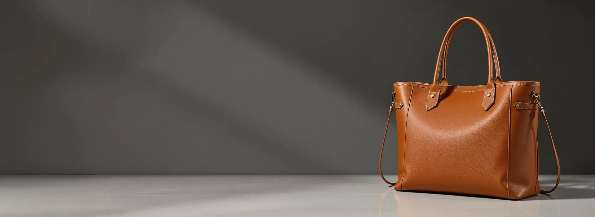 Leather tote bag banner