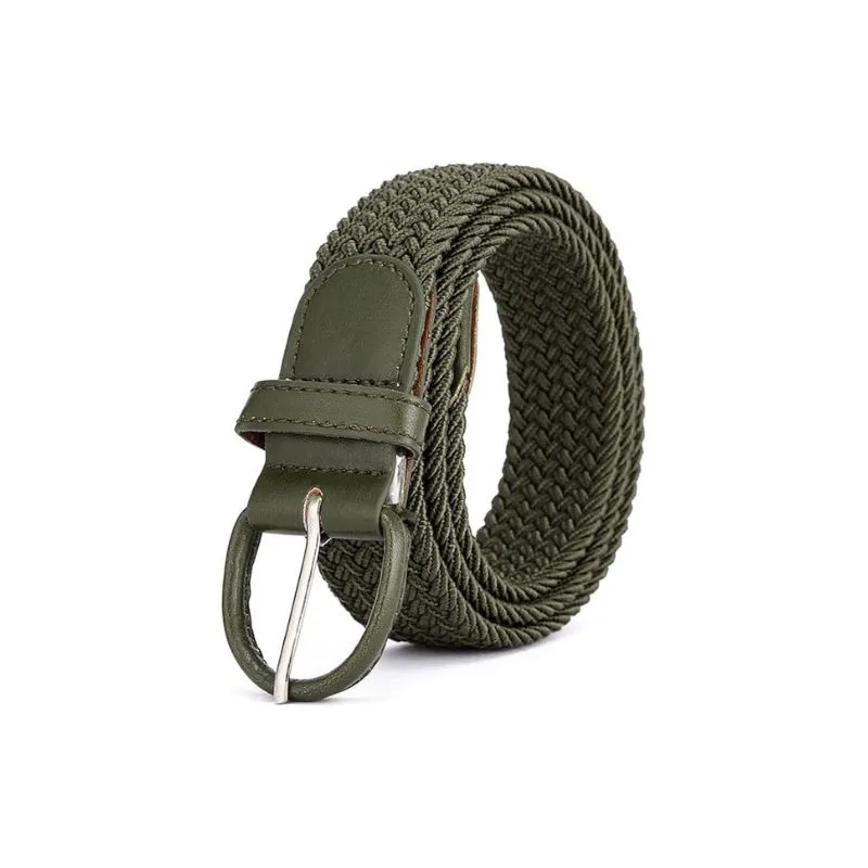 Olive Green Stretch Woven Belt For Outdoors
