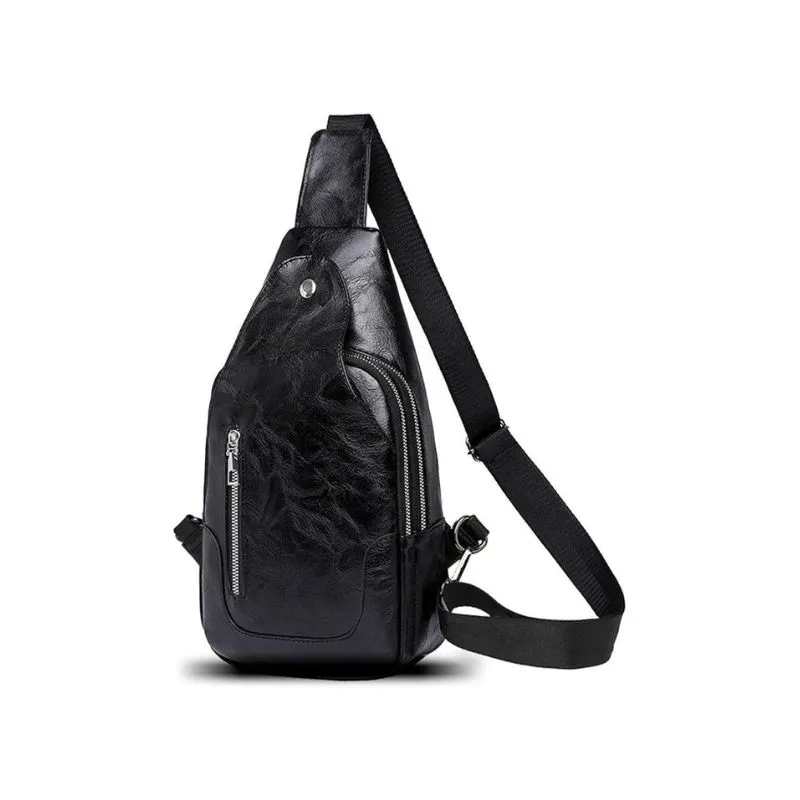 Sleek Black Leather Cosmetic Bag For Everyday Use