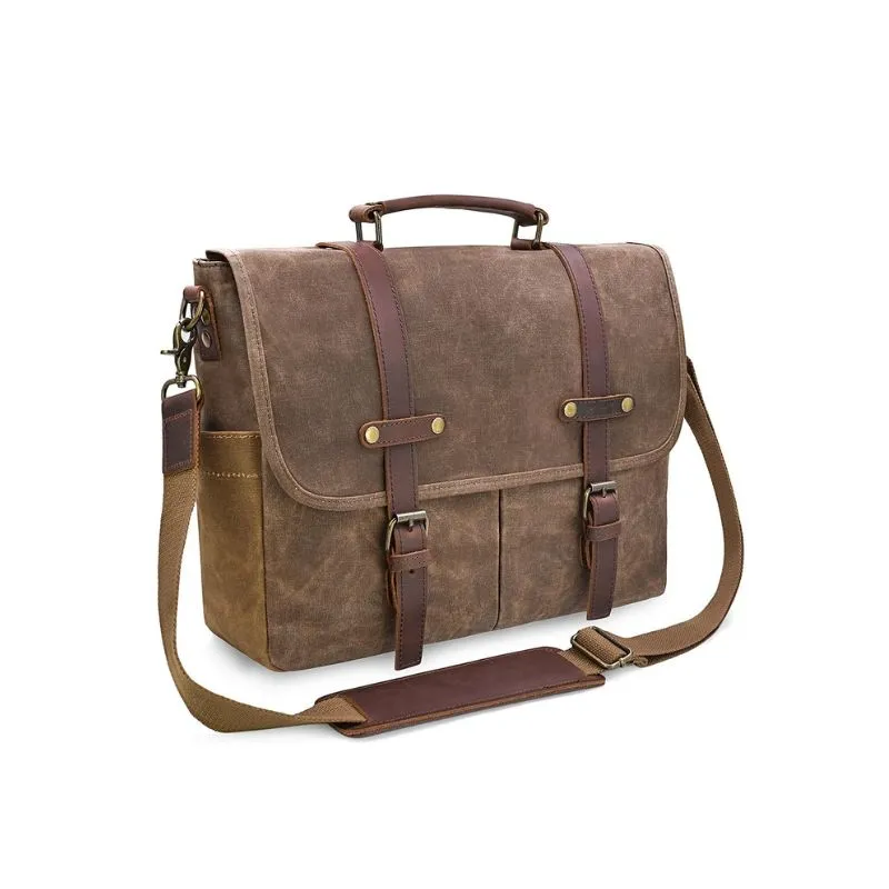 Stylish Brown Leather Laptop Messenger Bag