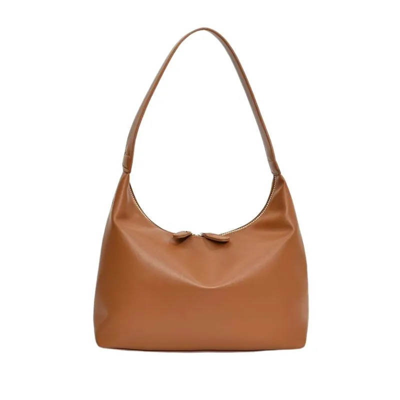 Tan Leather Hobo Bag With Bow Detail For Casual Outings