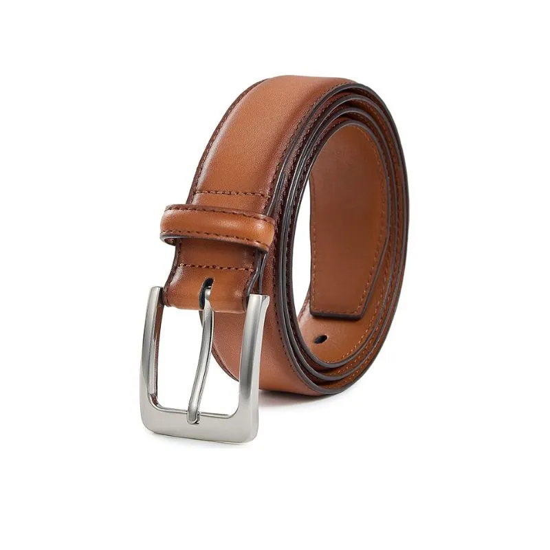 Tan Polished Leather Belt For Men’s Business Attire
