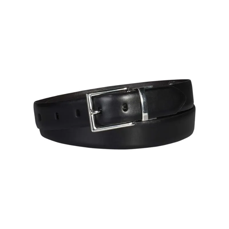 Vintage-Inspired Perforated Black Leather Belt