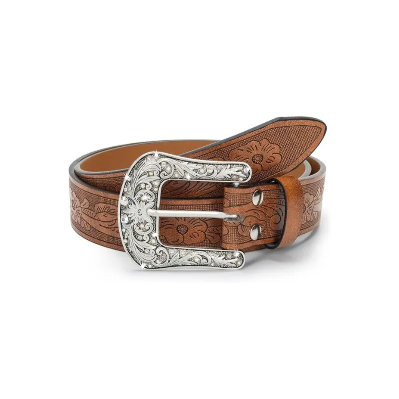 Western Style PU Leather Belt In Brown