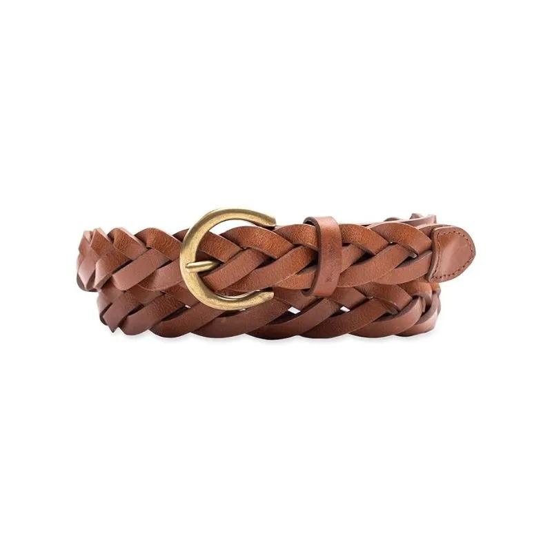 Woven Brown Leather Belt For Casual Wear