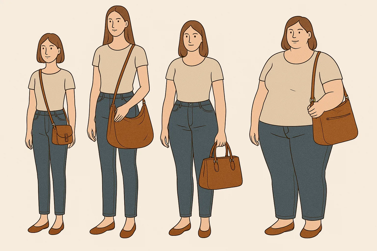 Visual guide to bag proportions for different body types
