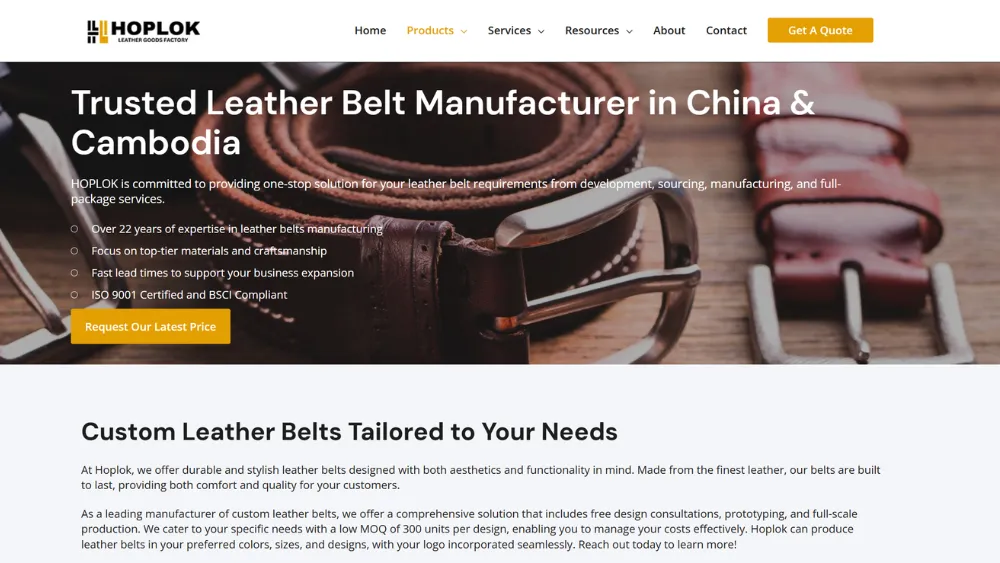Hoplok Leather Belt Manufacturing