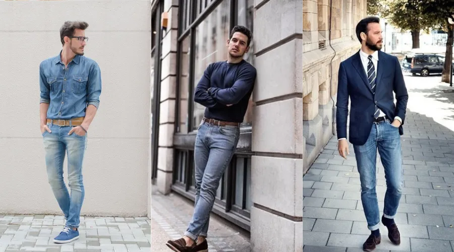 Men Leather Belt for Classic Jeans and T-Shirt Look