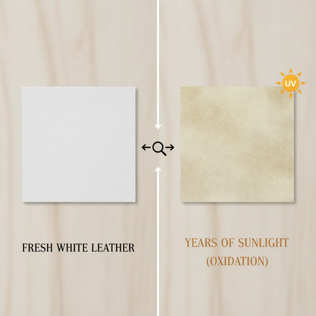 does sunlight make white leather yellow faster