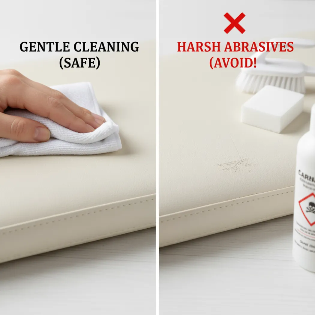 what products and methods should you absolutely avoid on white leather