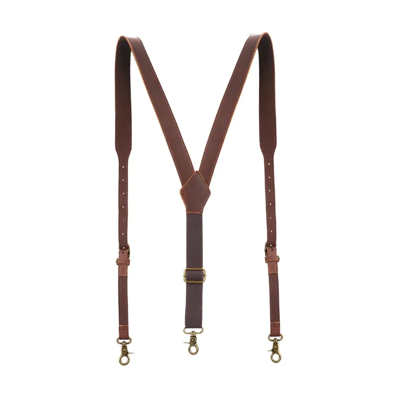 genuine leather suspenders for men