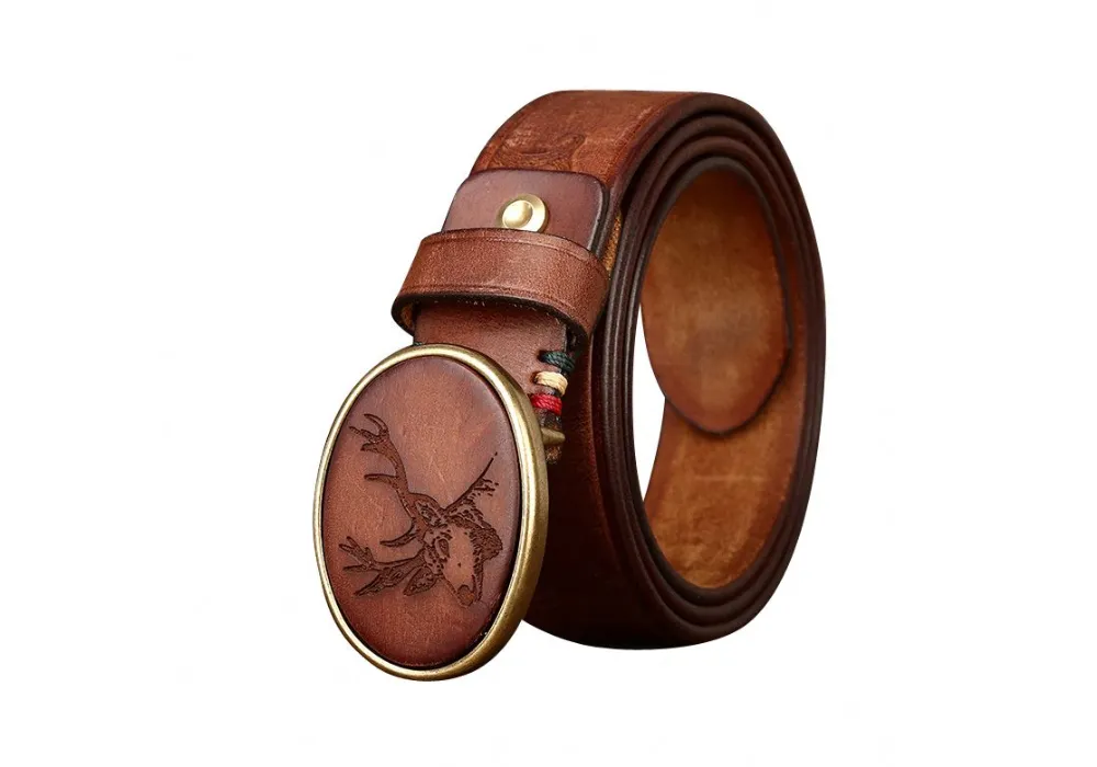 leather laser logo leather belt