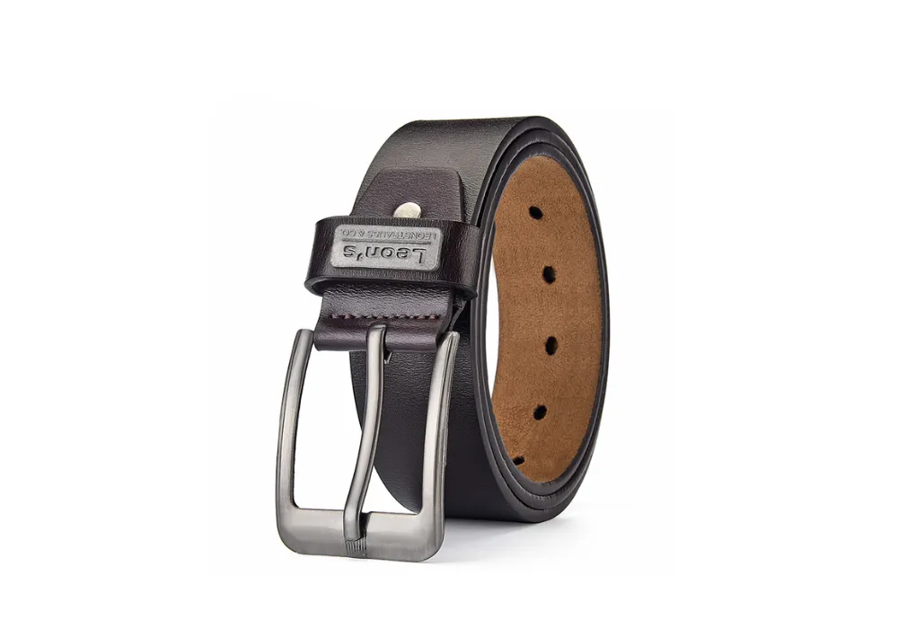 matel stamp logo leather belt