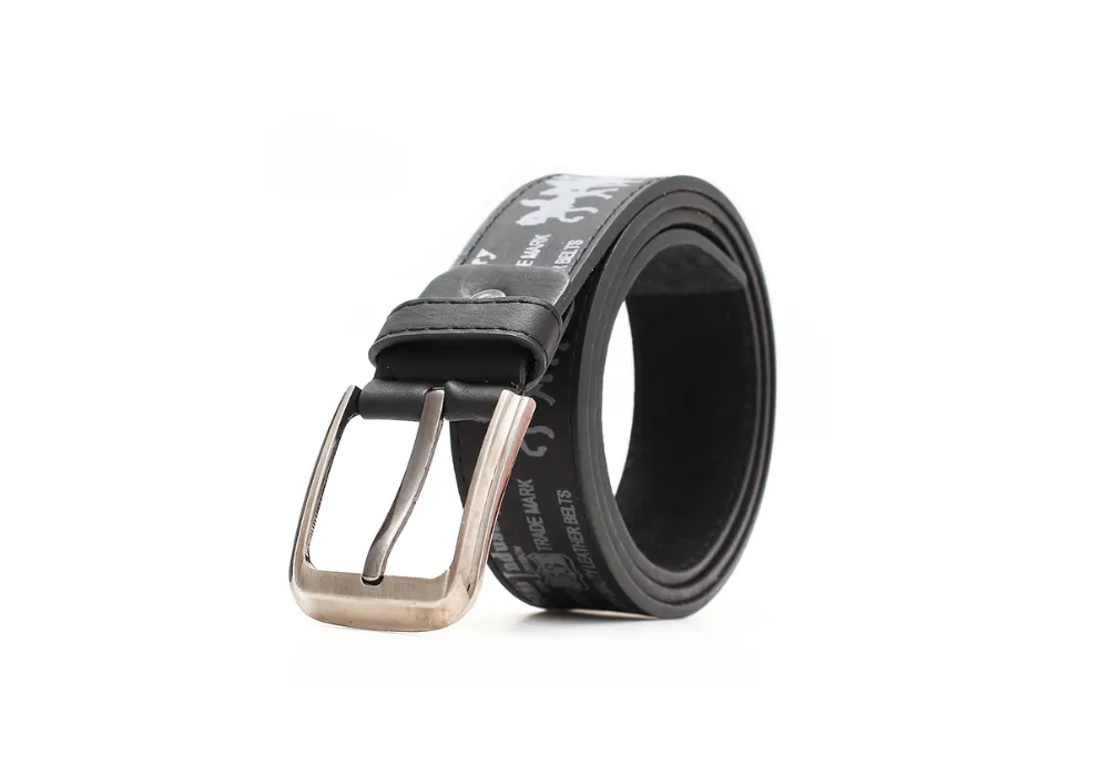 printed logo leather belt