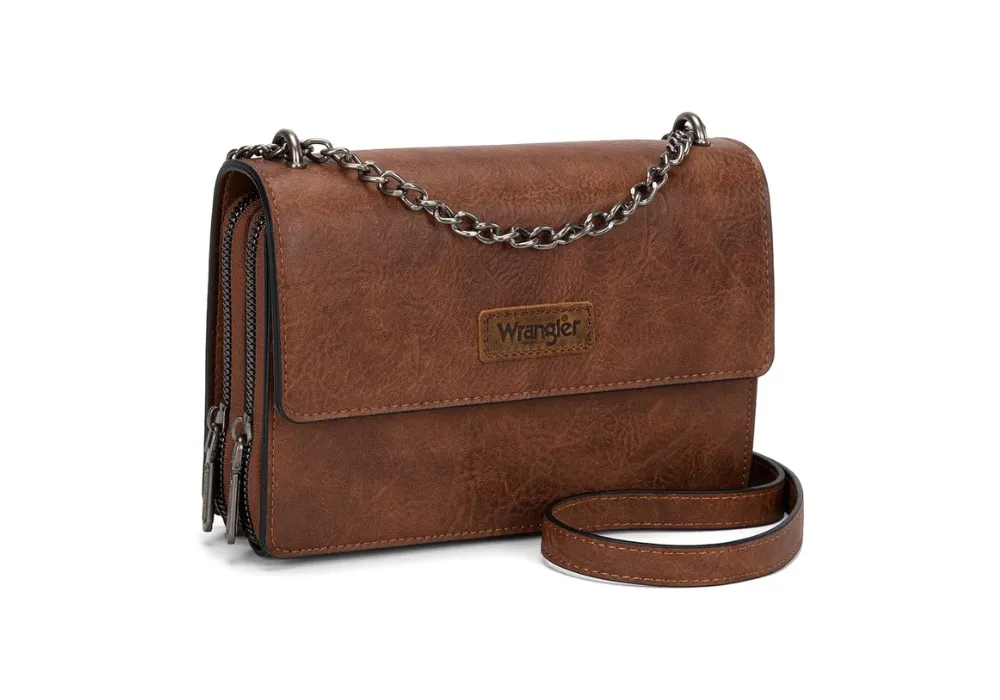 stamped leather logo bag