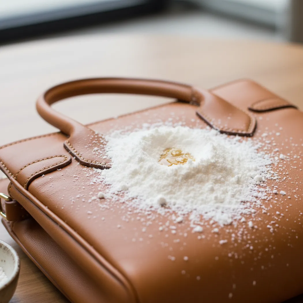 step 1 applying an absorbent powder (cornstarch or talcum)