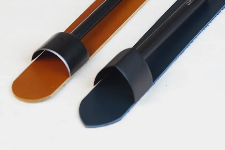 a diagram showing the best part of a cowhide (the butt) to cut straps from, contrasted with the stretchy belly section.