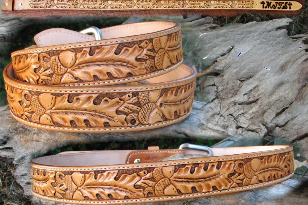 tooled leather belts hand carved vs. stamped floral patterns
